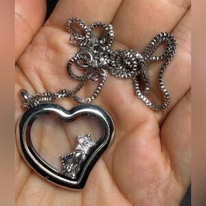 IBB London Stainless Steel Heart Floating Locket w/ Cat, Heart & Star Charms